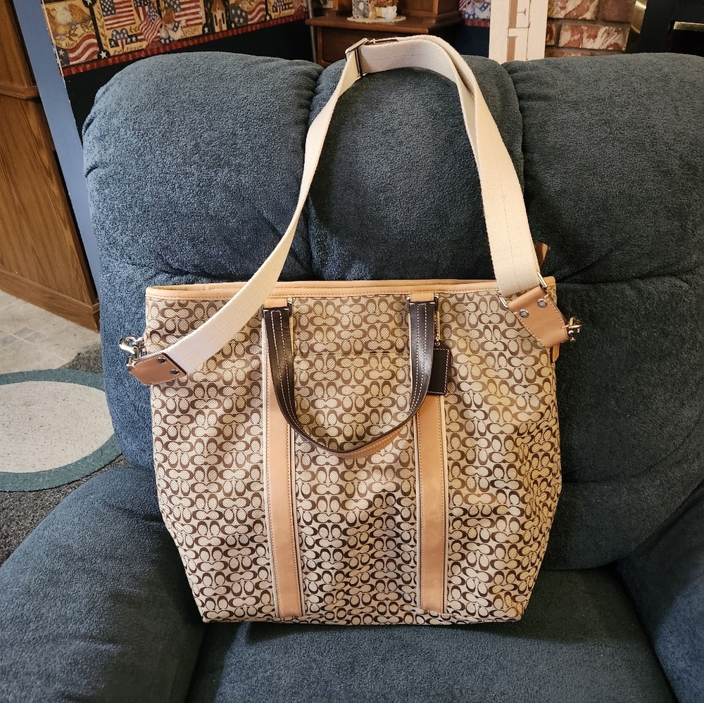 Coach Stylish Tan and Brown Women's Extra Large Tote Bag